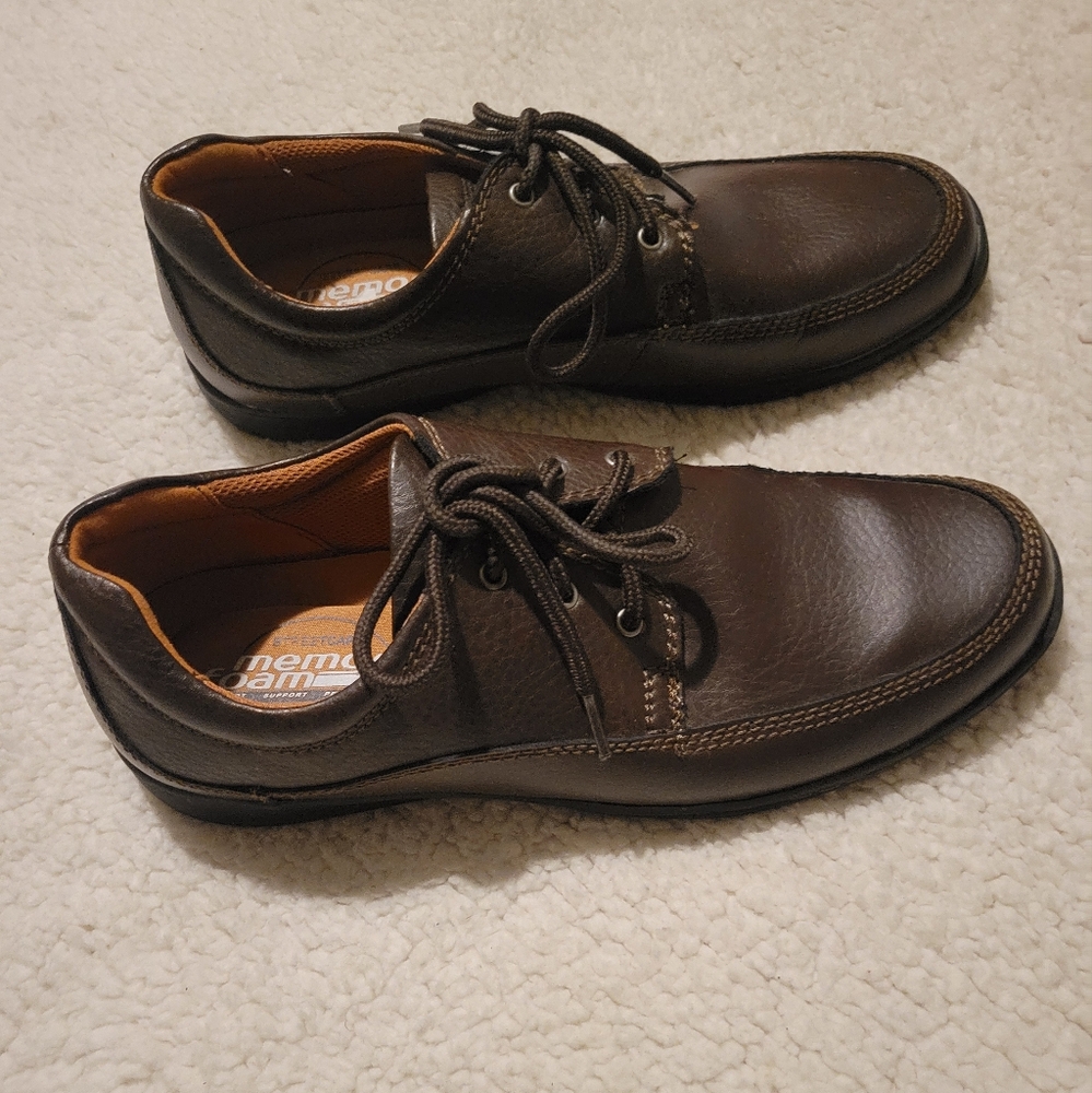 MENS STREET CARS MEMORY FOAM LEATHER OXFORDS BROWN SIZE 12 - Picture 4 of 10